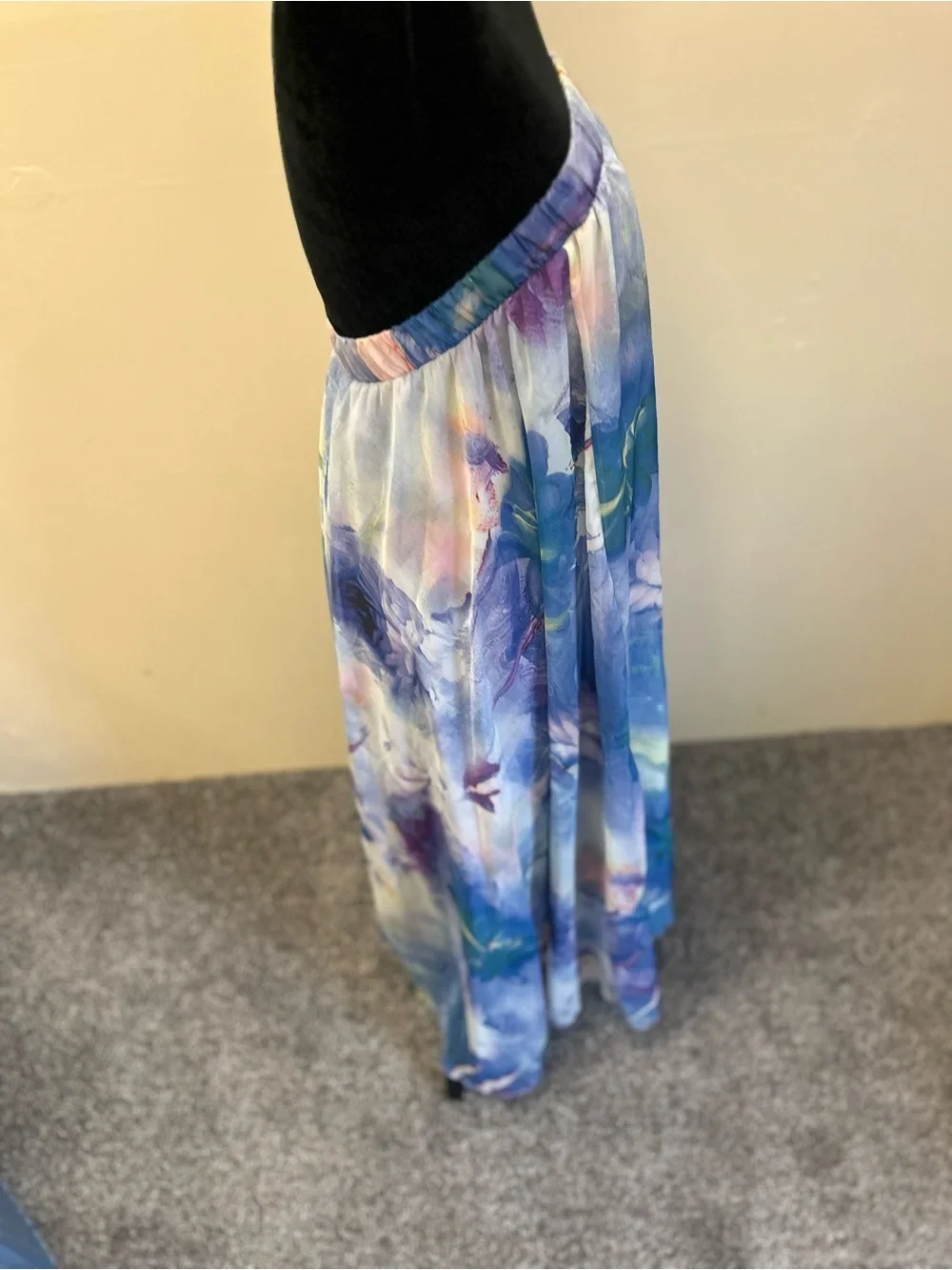 Women's Blue Floral Maxi Skirt/Dress-Lined pretty